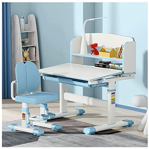 OLOTU Handbuch Höhenverstellbarer Kinderschreibtisch und Stuhl-Set, Schreibtisch mit neigbarem Schreibtisch und Lampe, ergonomischer Stuhl mit Stabiler Basis Angepasst