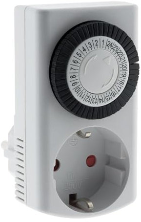 Zenitech - Mini-Zeitschaltuhr mechanische Timer-Steckdose Täglich (mit Kindersicherung) mit Schalter