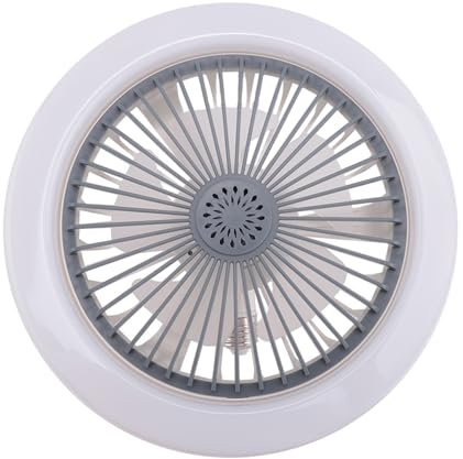 TsoLay E27 Ceiling Fan with Lights,Enclosed Low Fan Light,Hidden Electric Fan Gimbal Lamp Holder(Grey)