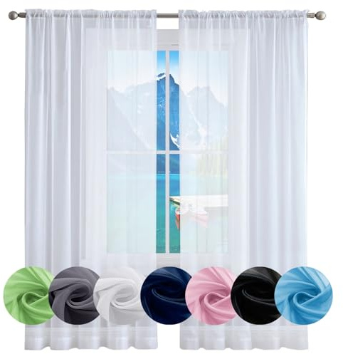GAIFNAG Tende Voile Trasparenti 90 x 220 cm Lino Naturale, Sole Antimosche Lavabile Regolabile Tende Trasparenti con Passanti Morbidi Finestre per Porta Finestra, Decorazione, Bianco