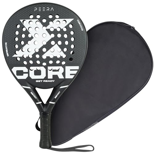 Full Carbon Fiber Padel Racket with Ultra Softa EVA Foam - Lightweight Paddle Racket with Perforated Grip - 38mm Carbon pala de Padel Racquet (Black & White)