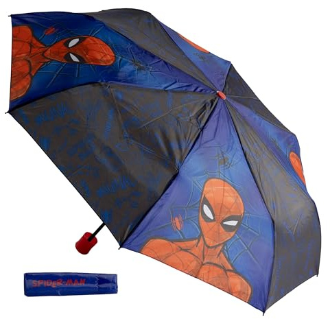 Undercover – vikbart paraply Marvel Spider Man – fickparaply med skyddsfodral – 94 cm diameter – lätt och perfekt för barns händer, spindelmannen