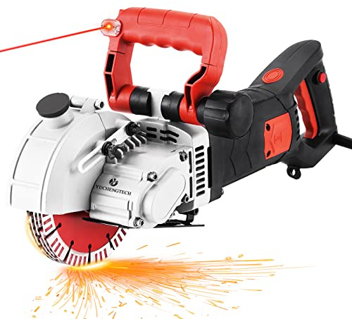 YUCHENGTECH 5800W Wall Chaser Wall Groove Cutting Machine Electric Wall Chaser Grooving Cutting Machine With Infrared Sighting Line 110V (17.5in and 5.5in)