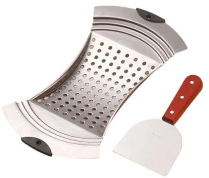 perfk Spaetzle Noodle Maker Dumpling Press Cooking Tools Handheld Easy to Use Spaetzle Plane with Pastry Scraping Tool for DIY Noodles, Fan Shaped