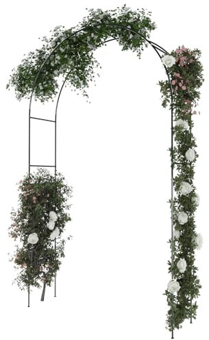 BRICOZONE Arco da Giardino in Metallo per Rose Fiori Piante Vite Colore Verde Scuro Supporto per Rampicanti Sostegno Pergolato Decorazione Viali Ideale per Matrimoni Ed Eventi 240 x 140 x 38 cm