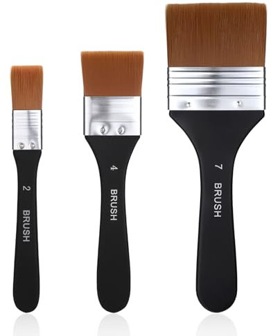 3 pennelli piatti larghi per pittura acrilica, acquerelli, pennelli per pittura artistica, pennelli per pittura a olio, vernice, dimensioni assortite
