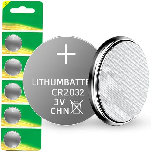 Retoo 5 stycken CR2032 3 V knappceller litium, knappbatterier ECR2032/DL2032, batterier 220 mAh för fjärrkontroller, nyckelringar, bilnycklar, klockor, vågar