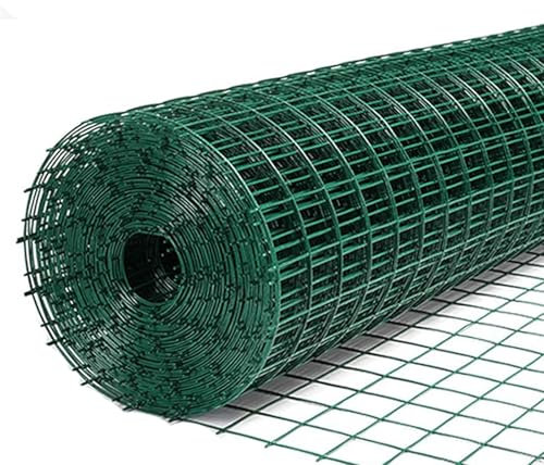 Hot Dipped Galvanised Fence Mesh Green PVC Coated Wire Mesh Fencing Roll Wire Meshs Roll Wires Netting Decorative Fence Enclosure for Garden Outdoor Plants Chicken Pet, 90CMX10M(3FT X 33FT)