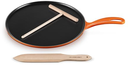 Le Creuset Enameled Cast Iron Traditional Round Crepe Pan, 10.25, Flame