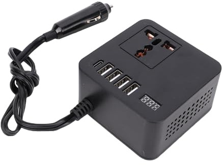 Fafeicy Bilkraftsinverterare 150W DC 12V 24V Till AC Fordonskraftsinverterare med Intelligent Kylfläkt och Flera Portar för Camping och Vägresor