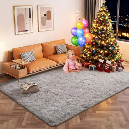 ZXIAOHUI Alfombra Grande Salon 100 x 180 cm Antideslizante, Fluffy, Muy Suave, No Se Desprenden, Lavable hasta 30 Grados, Alfombra de Pelo Largo, Alfombras Moderna, Adecuado para Interiores, Gris