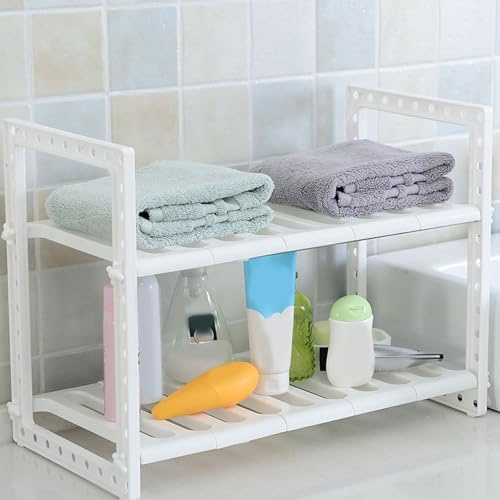 Eujgoov Scaffale Portaoggetti Sotto il Lavello, Organizer Estraibile Retrattile in Acciaio Inox per Mobili da e Bagno, Ripiano Multifunzionale Regolabile da 15-27,6 Pollici per Pentole e Condimenti