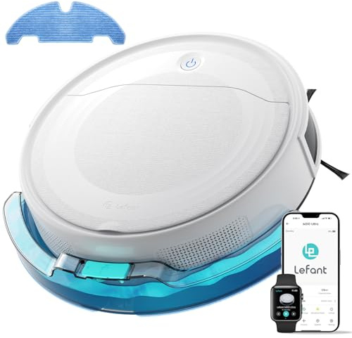 Lefant M310 Ultra Robot Aspirapolvere Lavapavimenti 3 in 1, 6000Pa, Navigazione ToF + Tecnologia PSD, Serbatoio Polvere Trasparente 500ml, 170 Min Autonomia, Controllo App/Wi-Fi, Bianco