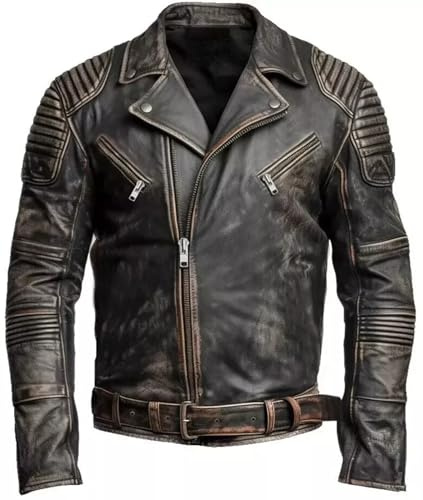 Fancyd vintage café racer sliten svart läderjacka motorcykel vintage läderjacka för män