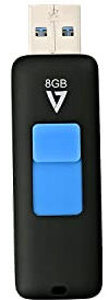 V7 VF38GAR-3E Slider Memoria USB 3.0 Flash Drive de 8 GB Negro/Azul