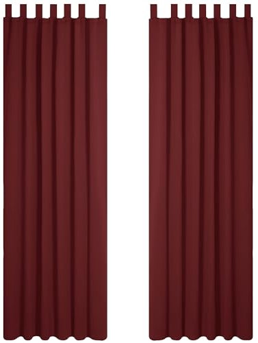 Deconovo Tende Natalizie Oscuranti per interni 2 Pezzi 140x290 CM, Tende Camera da Letto Moderne Termiche Isolanti, con Passanti, Rosso Scuro
