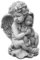gartendekoparadies.de Engel Figur mit Teddy, Steinfigur H. 34 cm, 13 kg, Grau, frostsicher aus Steinguss für Außenbereich