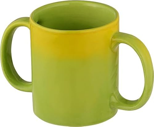 Mugg med dubbla handtag | Två handtag av keramiska dryckesmuggar för säkert grepp | 11,83 Fl. Oz (350 ml) - Elegant grön färg