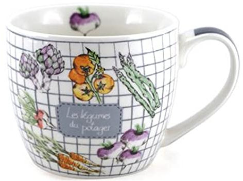 BARBACADO Tasse à soupe LES LEGUMES DU POTAGER, tasse à potage, mug pour la soupe, soupe grand mère
