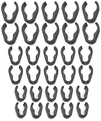 Mateda Microphone Cable Clips 30Pcs - Universal Mic Cable Clips - Black ABS Plastic - 3 Sizes (1/2'', 3/4'', 1'')