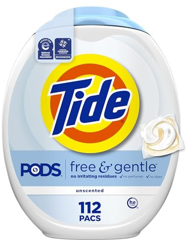 Tide PODS Free & Gentle Laundry Detergent Soap Pacs, 112 Count, Tide PODS Laundry Detergent, Laundry Detergent Pacs, Laundry PODS Detergent