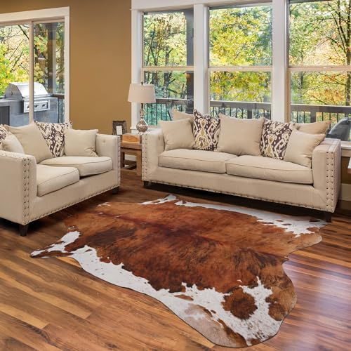 Terrug Tappeto in pelle di vacchetta, decorazione occidentale, 12 x 150 cm, con stampa di mucca occidentale, grande, tappeto finto per soggiorno, camera da letto, ingresso, cucina, corridoio, feste