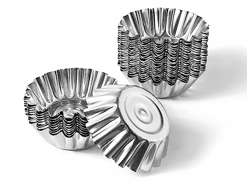 OFXDD Muffin Cups for Kitchen Baking 2.36 Inch - Metal Egg Tart Molds for Baking, 30 Pcs - Reusable Mini Tart Tins and Cupcake