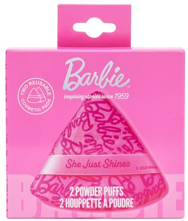 Make-Up Powder Puff Duo – 2 Pack Reusable Triangle Powder Puffs for Loose & Pressed Powder – Ultra Soft Applicator – Official Barbie Merchandise