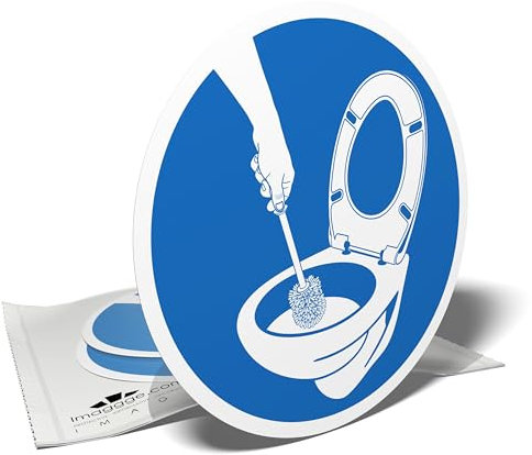 Autocollants de signalisation - Veuillez garder les toilettes propres - Nettoyez la cuvette après l'utilisation - 3 stickers ronds - 9,5cm