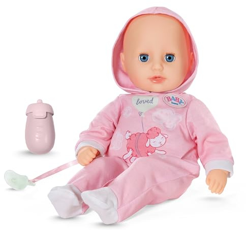 BABY Born Hannah Spiel mit Mir - Babypuppe mit 5 Funktionen - Weicher Stoffkörper inkl. Accessoires - 36cm große Puppe - Funktioniert mit Batterien - Geeignet für Kinder ab 1 Jahr