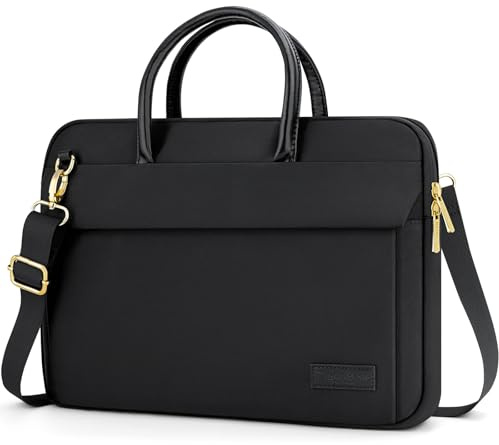 RAINYEAR Sac à bandoulière pour ordinateur portable 15,6 pouces Compatible avec Macbook Air/Pro 15-16 pouces M4 M3 M2 M1, sacoche à Main Notebook Ultrabook Chromebook 15,6 pouces pour femme, Noir