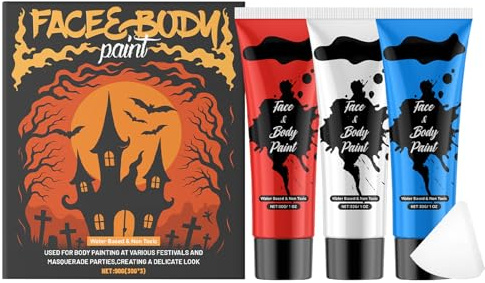 Sghtil Pintura Facial | Kit de Maquillaje Facial Líquido para Halloween - Maquillaje Resistente al Agua y Fácil de Lavar, Accesorios de Cosplay para Adultos y Niños