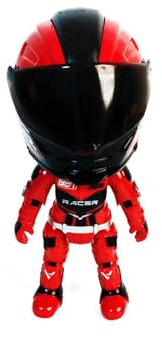 Q Version Motorcycle Helmet, Rider Exquisite Model Deformable Toy, Toy Figure Motorcycles, Alloy Helmets, Transforming Racing Drivers Toys, Gifts, Decorations (Red)