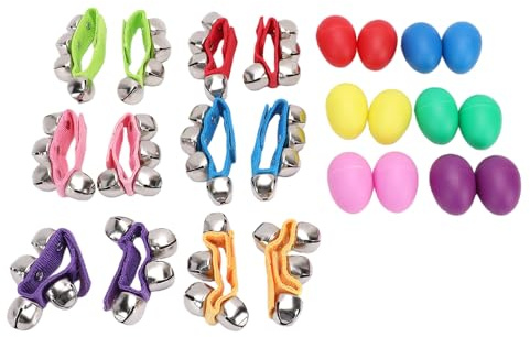 XUMIUZIY Colorful 12 Wrist Bells & Egg Shakers Set for Kids, Vibrant Musical Instruments for Early Learning, Suitable for Group Music Activities, 24 Pieces