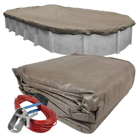 Robelle 381015 Ovale au-Dessus de Sol piscines en Maille Winter Coque 15' x 30' Oval Pool 04 - Premium Mesh XL Taupe