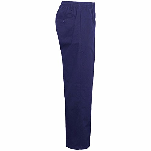 MyShoeStore Men's Rugby Trousers Poly Cotton Straight Leg with Elasticated Waist, Belt Loops and Side Pockets, Navy Blue, 34W/27L