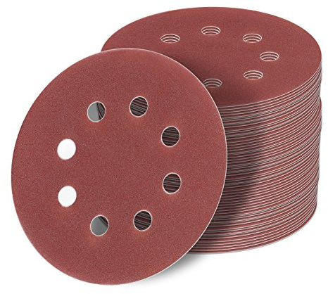 50 Stück 125 mm Exzenter Schleifscheiben P800 Körnung, 8 Loch, red Film, Haft Klett Schleifpapier