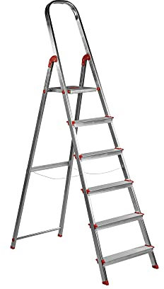 Escalera Aluminio Rolser Unica 6 Peldaños. Certificada según Norma Europea EN-131 para Uso doméstico y Profesional.