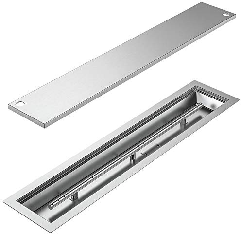 Skyflame Linear Stainless Steel Fire Pit Pan with Burner, 36 by 6 Inch