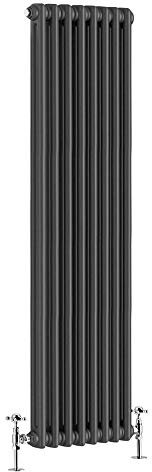 NRG 1500x380 Traditional Colosseum Cast Iron Bathroom Radiator Anthracite 2 Panel for Living Room and Kitchen