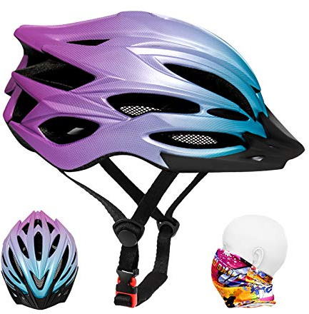 R2Depot Premium Bike Helmet, Lightweight Adjustable 57-62cm, 22 Vents Adults Bicycle Helmet with Headband (Gradient Blue Purple)