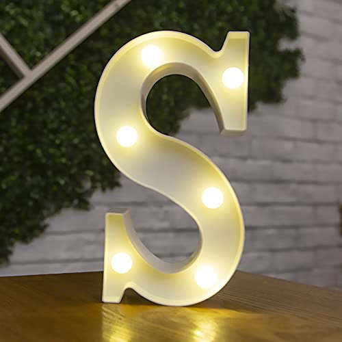 Tiardey Lettere Luminose a Forma di Simbolo a LED, lampade da Tavolo con tendone in plastica con Alfabeto, Festa di Compleanno di Nozze Tutti i Giorni a casa Appeso a Parete Decor-S