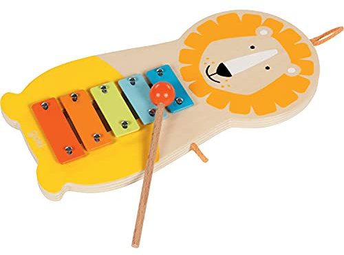 Goki Xylophon Löwe: 12,5 x 25,5 x 1,6 cm, Holz, Metall, 5 Tonplatten, per Stück