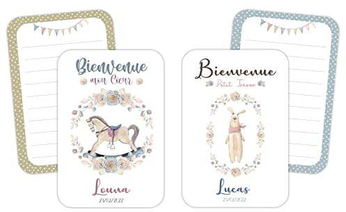 Carte naissance bébé Bienvenue, carte félicitation naissance à personnaliser avec enveloppe. Carte faire-part naissance.