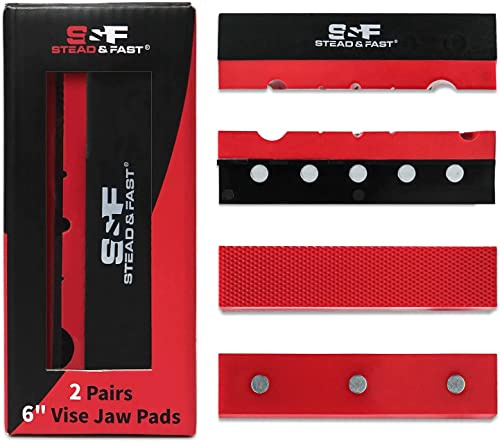 S&F STEAD & FAST 6 Soft Jaws for Bench Vise, 2-Pair Vise Jaw Pads, Strongly Magnetic Vice Pads for Clamping Woodworking Metal Plastic…