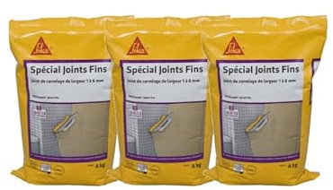 SIKA Lot de 3 mortiers pour Joint de carrelage intérieur et extérieur prêt à gâcher SikaCeram Joint Fin - Blanc - 4kg