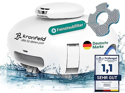 KRONFELD Poolroboter inkl. einzigartigem Feinstaubfilter - 120 min. leistungsstarke Reinigung - Poolsauger für jeden Pool - Poolroboter mit Akku