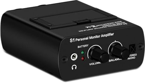 For ANLEON S1 Personal In-Ear Monitor Amplifier, Ultra Compact Headphone Amplifier, 2 XLR Input, 3.5mm Headphone Output, Support Dual Channel/Mono/Stereo, for Studio Stage Drummers Performers