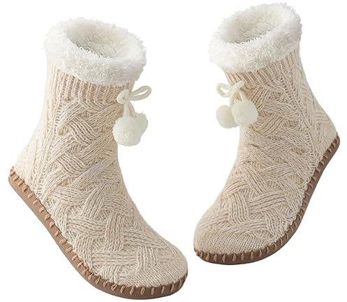 Chausson Chaussette Femme & Homme, Hiver Antidérapantes Chausson Chaussette, Chaussette Pantoufle Cosy et Chaleureuse, Chaussettes de ménage chaudes, Chaussette Chaude En Pilou, Chaussettes de Noël