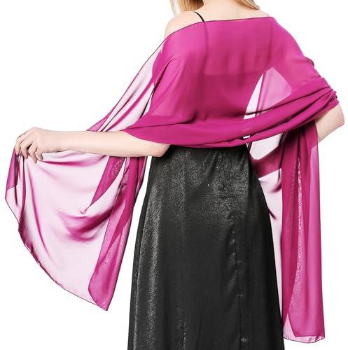 lifwimner Stola Damen Halstuch Chiffon Sommer Schal Damen Festliche Stola für Abendkleid oder Brautkleid Hochzeit Scarf (Rosenrot)